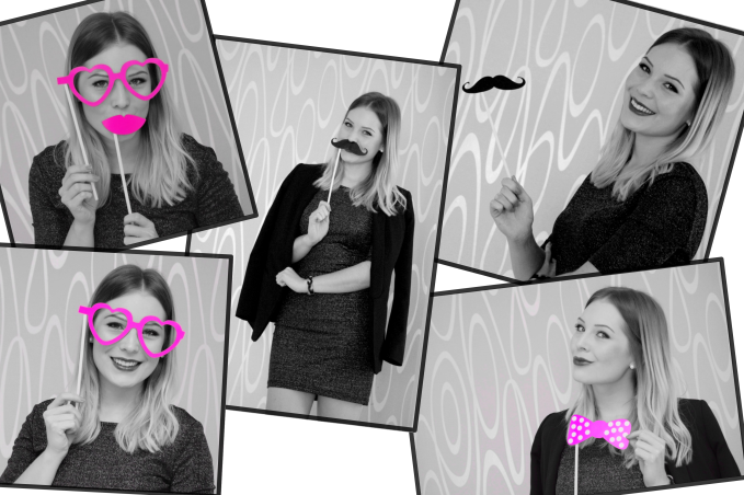 Silvester Look Collage Black and White Pink